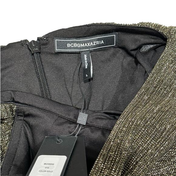 NWT! BCBGMAXAZRIA Pleated Metallic Evening Gown - Size Large - Picture 11 of 12